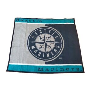 Seattle Mariners Team Logo Throw Blanket - Teal, Navy & Gray